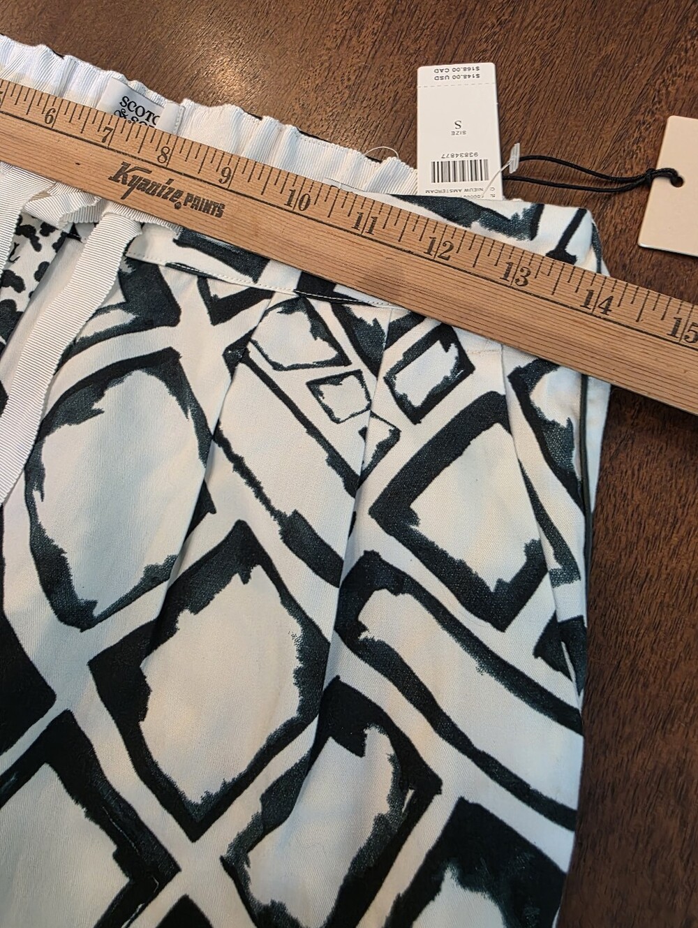 NWT Scotch & Soda Eleni Pants Amsterdam Print White Green High Rise Wide Leg Sm - Picture 8 of 13